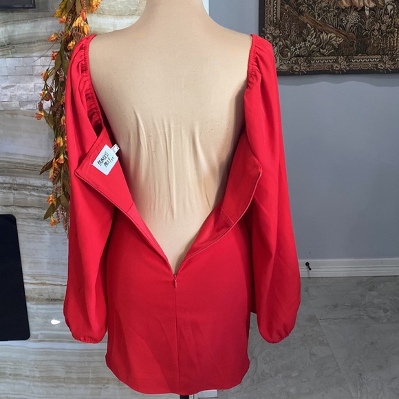 Princess Polly red cowl neck long sleeve dress. - Picture 7 of 10